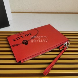 Prada Cross Grain Cowhide Simple New Handbag For Men Red 2ng005