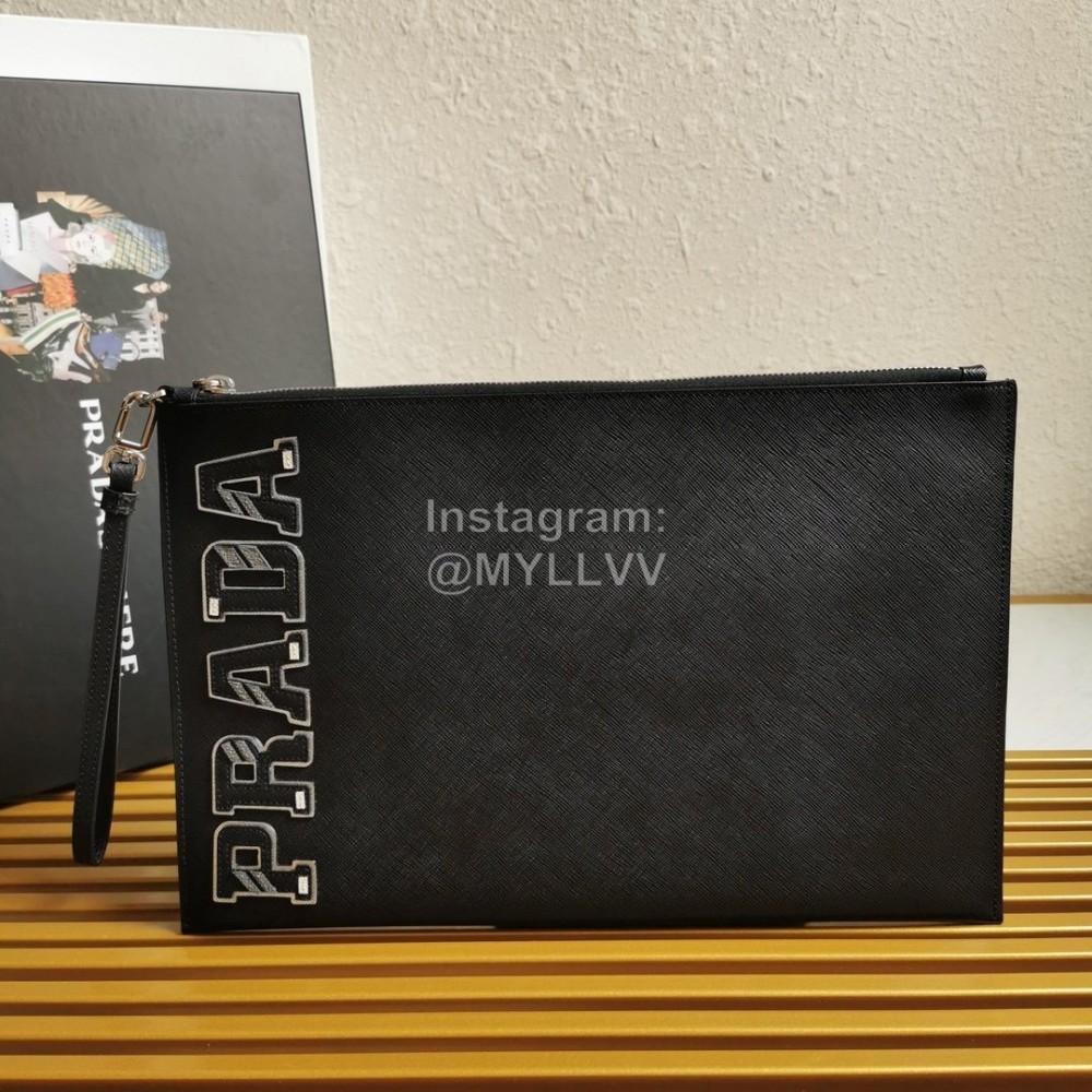 Prada Fashion Leather Hand Bag For Men Black 2ng001