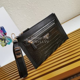 Prada Fashion Black Leather Hand Bag For Men 2nh009