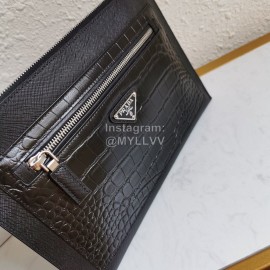 Prada Fashion Black Leather Hand Bag For Men 2nh009