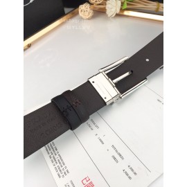 Prada Coffee Saffiano Leather Silver Pin Buckle 35mm Belt