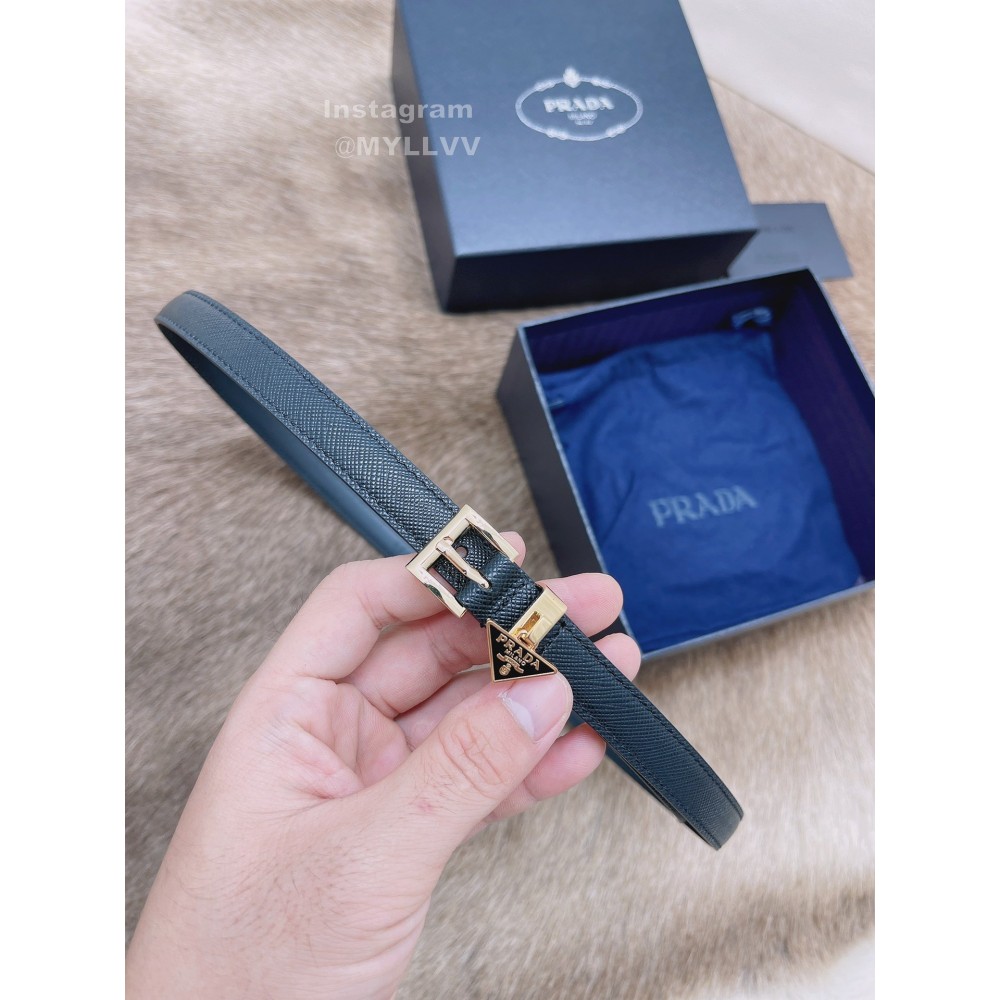Prada Saffiano Leather Pin Buckle 15mm Belt For Men Black