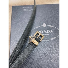 Prada Saffiano Leather Pin Buckle 15mm Belt For Men Black