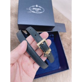 Prada Saffiano Leather Pin Buckle 15mm Belt For Men Black