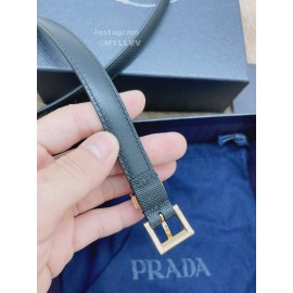 Prada Saffiano Leather Pin Buckle 15mm Belt For Men Black