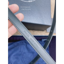 Prada Saffiano Leather Pin Buckle 15mm Belt For Men Black