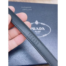 Prada Saffiano Leather Pin Buckle 15mm Belt For Men Black