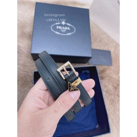 Prada Saffiano Leather Pin Buckle 15mm Belt For Men Black