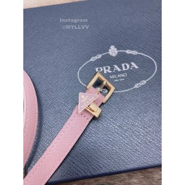 Prada Saffiano Leather Pin Buckle 15mm Belt For Men Pink