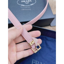 Prada Saffiano Leather Pin Buckle 15mm Belt For Men Pink