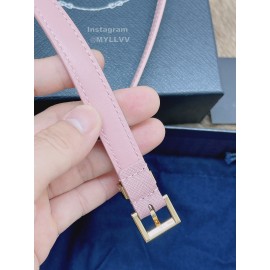 Prada Saffiano Leather Pin Buckle 15mm Belt For Men Pink
