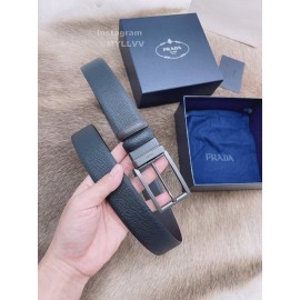 Prada Saffiano Leather Pin Buckle 35mm Belt For Men 