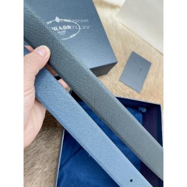 Prada Saffiano Leather Silver Pin Buckle 35mm Leisure Belt For Men 