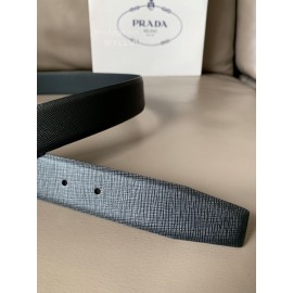 Prada Saffiano Leather Pin Buckle 34mm Belt For Men Black