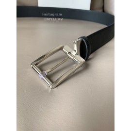 Prada Saffiano Leather Pin Buckle 34mm Belt For Men Black