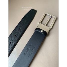 Prada Saffiano Leather Pin Buckle 34mm Belt For Men Black