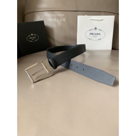 Prada Saffiano Leather Pin Buckle 34mm Belt For Men Black