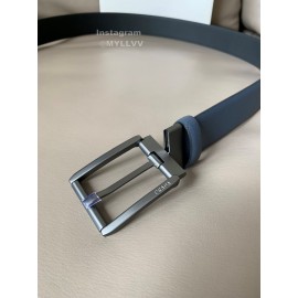 Prada Saffiano Leather Pin Buckle 34mm Belt For Men Blue