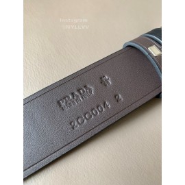 Prada Black Leather Silver Metal Swivel Buckle Belt For Men