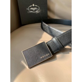 Prada Saffiano Leather Square Buckle 34mm Leisure Belt For Men