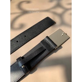 Prada Saffiano Leather Square Buckle 34mm Leisure Belt For Men