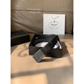 Prada Saffiano Leather Square Buckle 34mm Leisure Belt For Men
