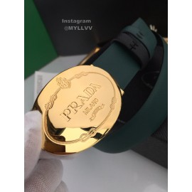 Prada Black Saffiano Calf Leather Gold Oval Buckle 35mm Belt For Men