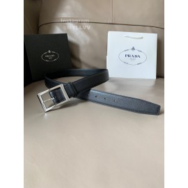 Prada Saffiano Leather Steel Pin Buckle 34mm Belt For Men 