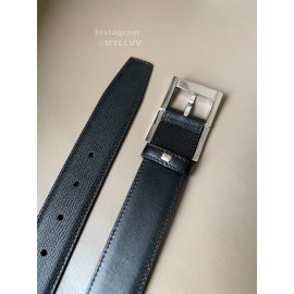 Prada Saffiano Leather Steel Pin Buckle 34mm Belt For Men 