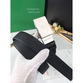 Prada Leather Palladium Plated Buckle 35mm Belt Coffee