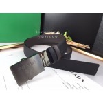 Prada Coffee Leather Palladium Plated Buckle 35mm Belt