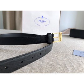 Prada Calf Leather Pure Copper Hollow Buckle 25mm Belt For Women Black