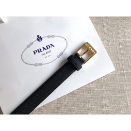 Prada Calf Leather Pure Copper Hollow Buckle 25mm Belt For Women Black