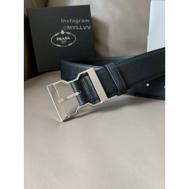 Prada Calf Leather Silver Pin Buckle 40mm Belt For Men 