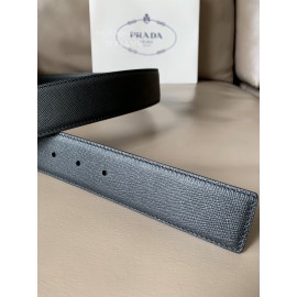 Prada Calf Leather Silver Pin Buckle 40mm Belt For Men 