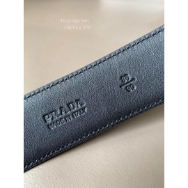 Prada Calf Leather Silver Pin Buckle 40mm Belt For Men 