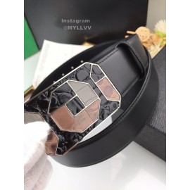 Prada Fashion Black Saffiano Calf Leather Square Buckle 38mm Belt 