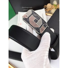 Prada Fashion Black Saffiano Calf Leather Square Buckle 38mm Belt 