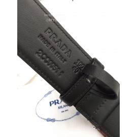 Prada Fashion Black Saffiano Calf Leather Square Buckle 38mm Belt 