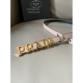 Prada Smooth Saffiano Calf Leather Letter Buckle 15mm Belt For Women