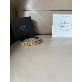 Prada Smooth Saffiano Calf Leather Letter Buckle 15mm Belt For Women
