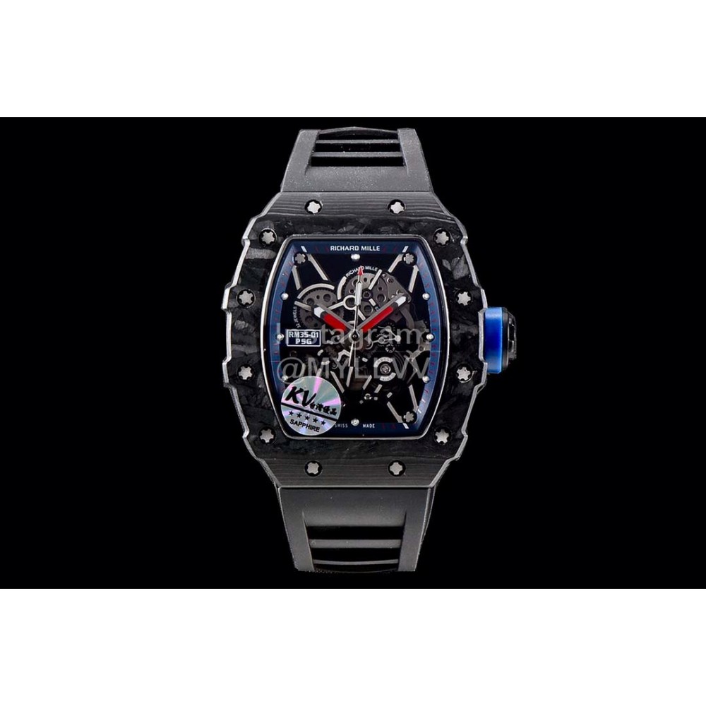 Richard Mille Carbon Fibre Case Living Waterproof Watch Black Rm35-01