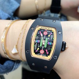 Richard Mille Bon Bon Series Fashion Rubber Strap Watch Black