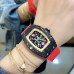 Richard Mille Bon Bon Series Fashion Rubber Strap Watch Red