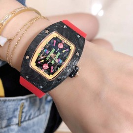 Richard Mille Bon Bon Series Fashion Rubber Strap Watch Red