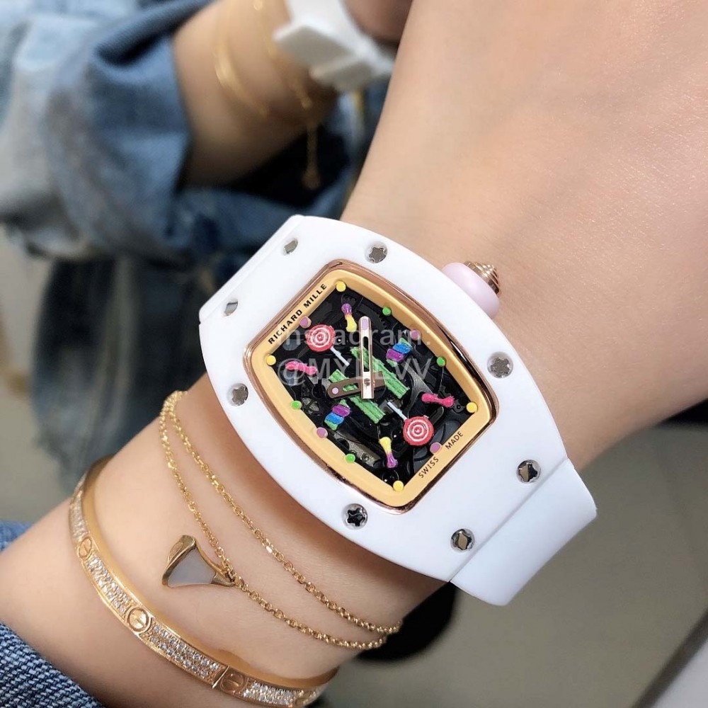 Richard Mille Bon Bon Series Fashion Rubber Strap Watch White