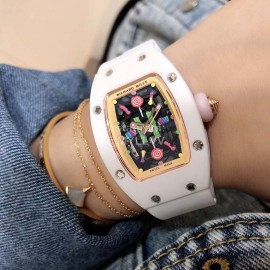 Richard Mille Bon Bon Series Fashion Rubber Strap Watch White