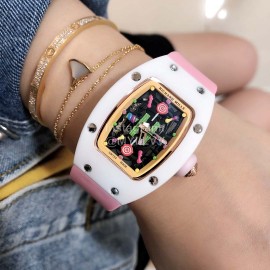 Richard Mille Bon Bon Series Fashion Rubber Strap Watch Pink