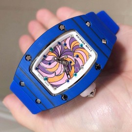 Richard Mille Bon Bon Series Fashion Rubber Strap Watch Blue