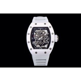 Richard Mille Rubber Strap Ceramic Case Watch Rm055 White
